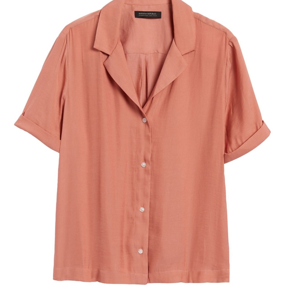 Banana Republic Camp-Collar Blouse, Dusty Rose, Lg